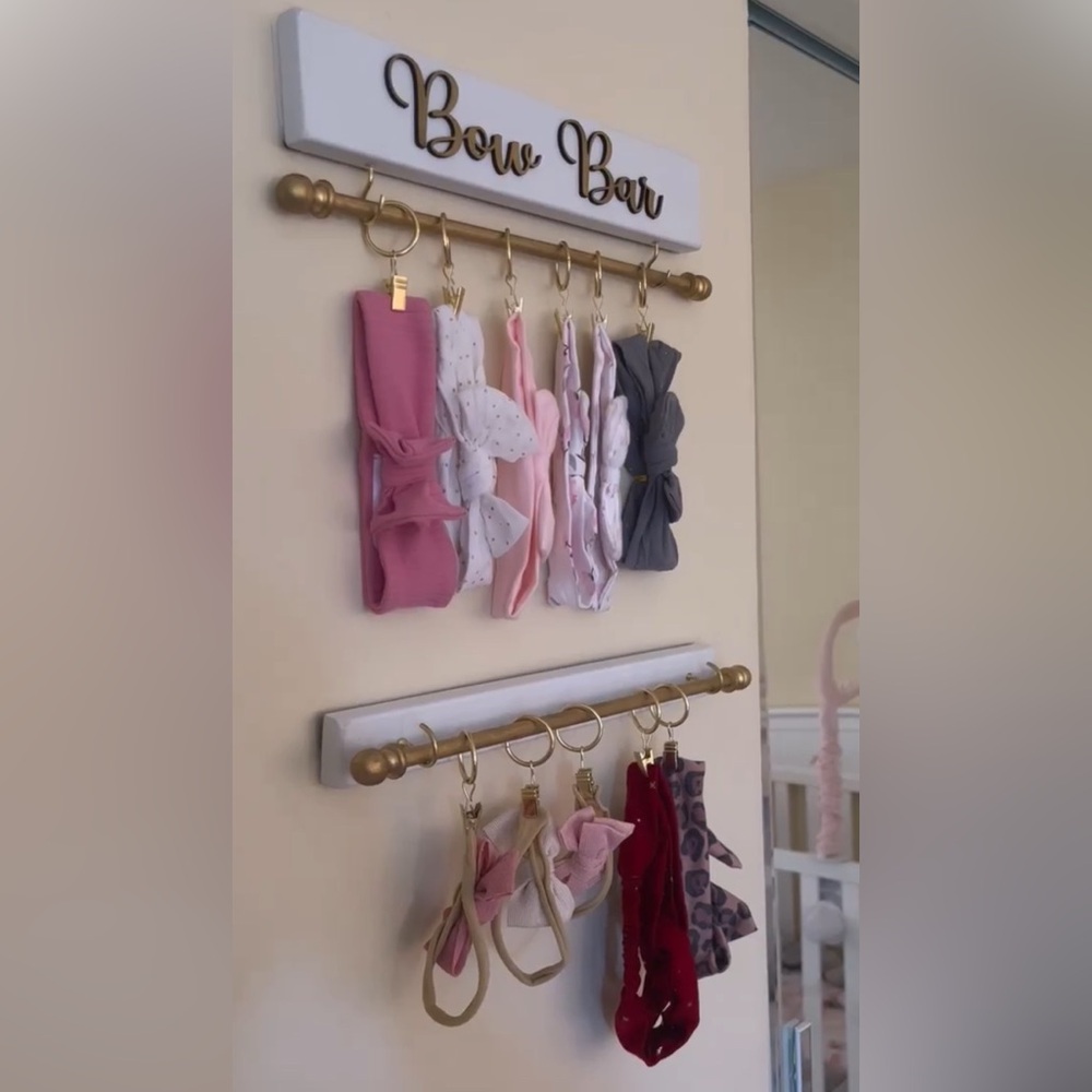 Bow Bar - White + Gold Headband/Bow Holder